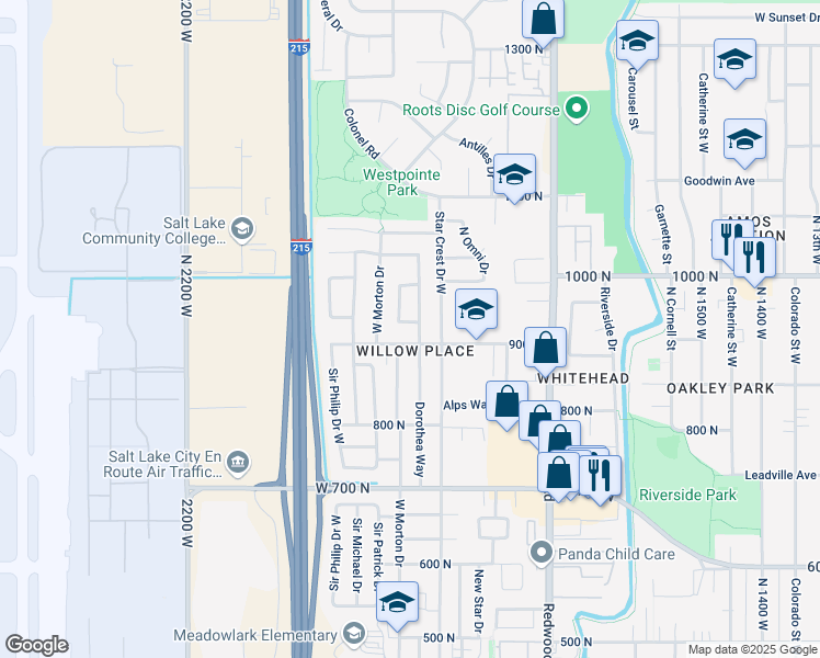 map of restaurants, bars, coffee shops, grocery stores, and more near 925 North Libby Way in Salt Lake City