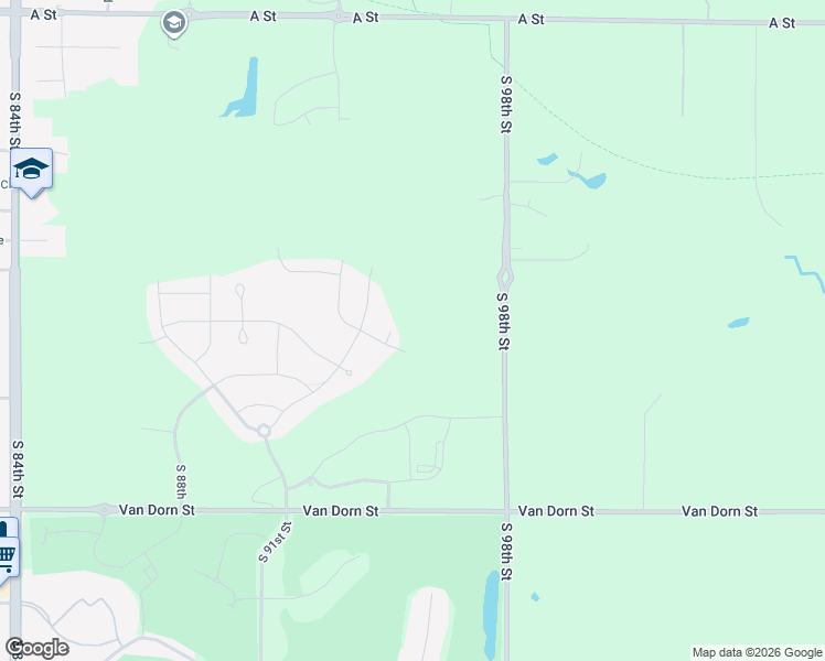 map of restaurants, bars, coffee shops, grocery stores, and more near 9700 Van Dorn Street in Lincoln