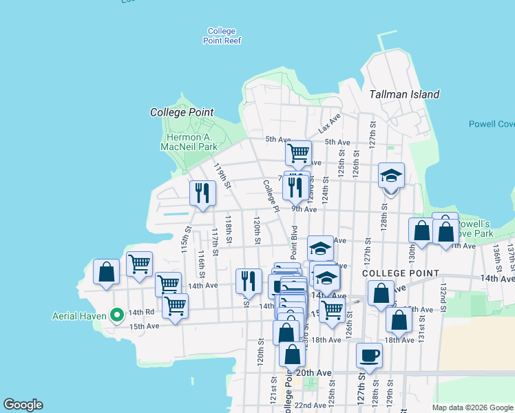map of restaurants, bars, coffee shops, grocery stores, and more near in Queens