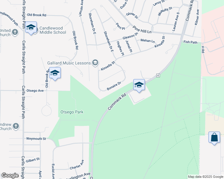 map of restaurants, bars, coffee shops, grocery stores, and more near 30 Bonaire Drive in Dix Hills