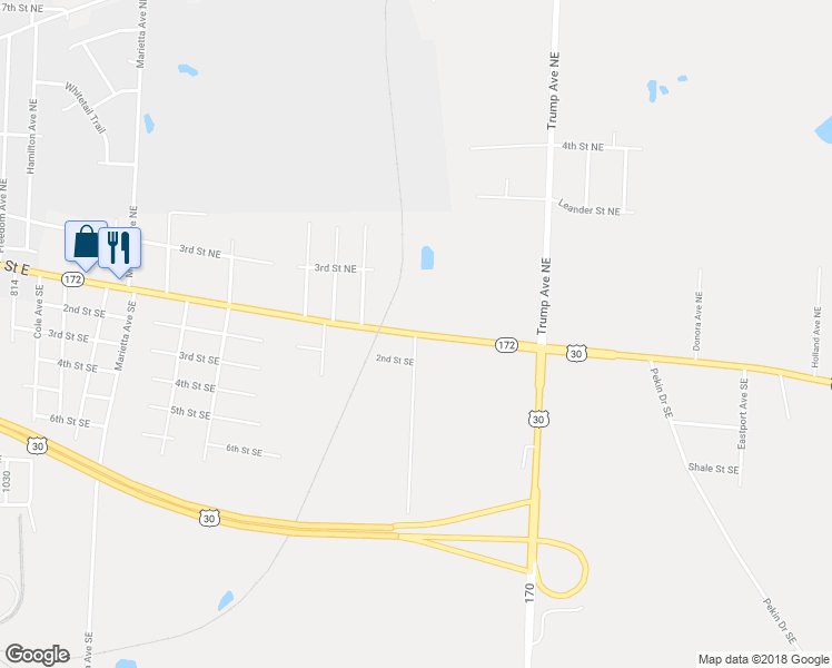 map of restaurants, bars, coffee shops, grocery stores, and more near 3861 Lincoln Street East in Canton