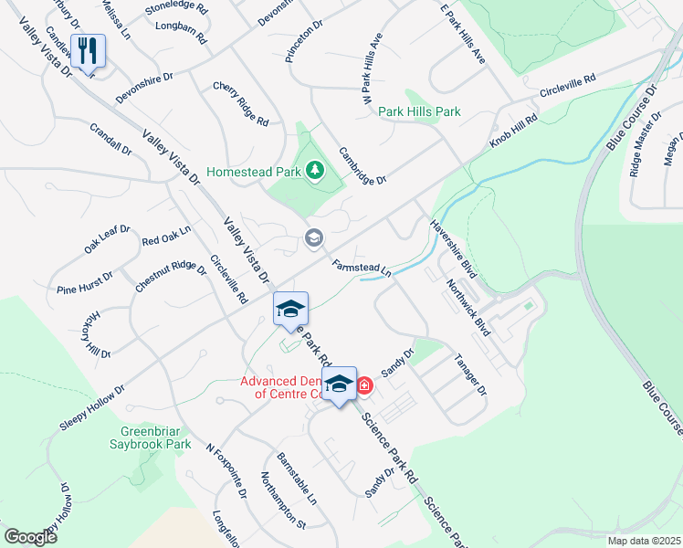 map of restaurants, bars, coffee shops, grocery stores, and more near 679 Tanager Drive in State College
