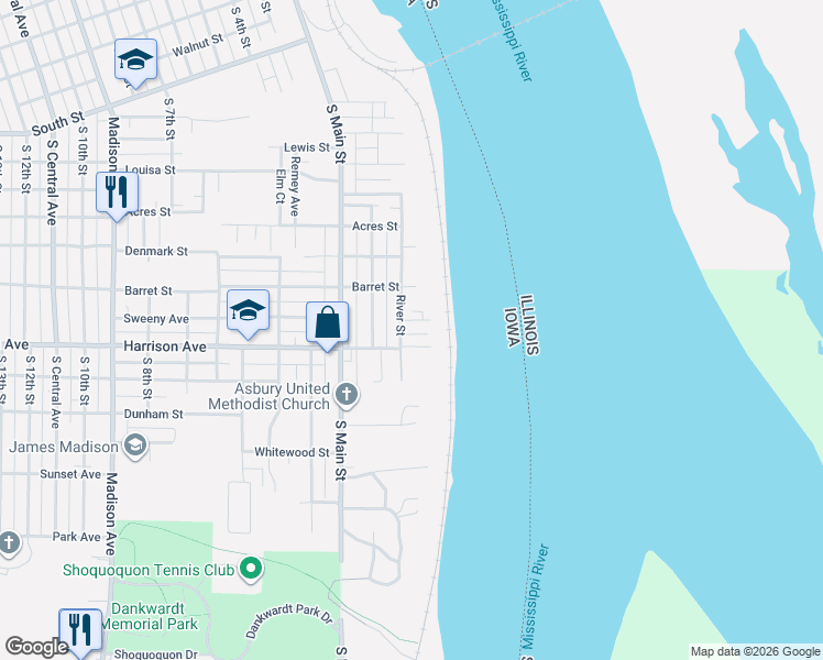 map of restaurants, bars, coffee shops, grocery stores, and more near 2015 River Street in Burlington