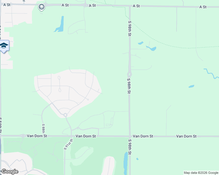 map of restaurants, bars, coffee shops, grocery stores, and more near 9700 Van Dorn Street in Lincoln