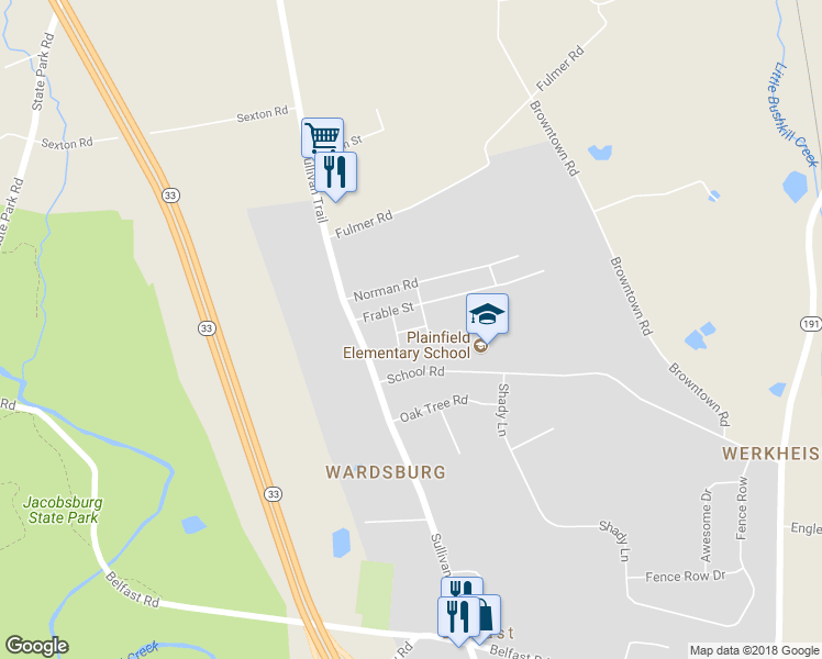 map of restaurants, bars, coffee shops, grocery stores, and more near 520 Short Road in Nazareth