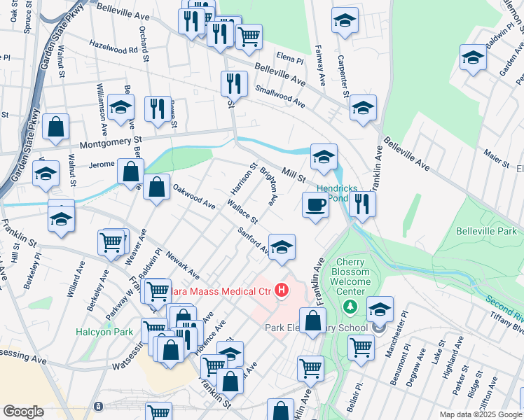 map of restaurants, bars, coffee shops, grocery stores, and more near 115 Brighton Avenue in Belleville