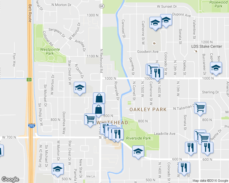 map of restaurants, bars, coffee shops, grocery stores, and more near 1614 West Siena Circle in Salt Lake City