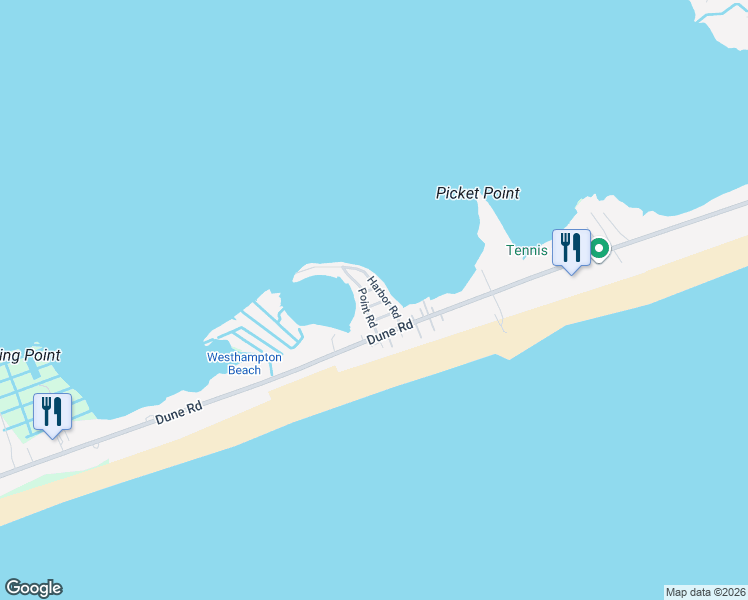map of restaurants, bars, coffee shops, grocery stores, and more near 80 Pond Road in Westhampton Beach