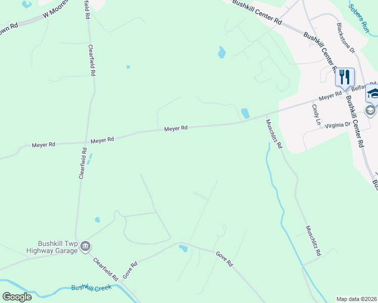 map of restaurants, bars, coffee shops, grocery stores, and more near 317 Meyer Road in Nazareth