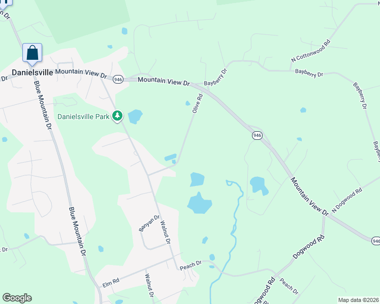 map of restaurants, bars, coffee shops, grocery stores, and more near 1234 Olive Road in Danielsville