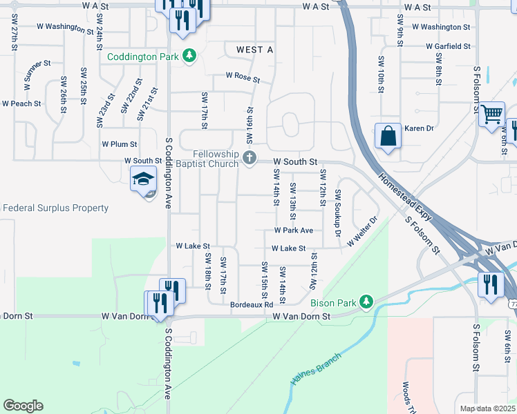 map of restaurants, bars, coffee shops, grocery stores, and more near 1500 West Jean Circle in Lincoln