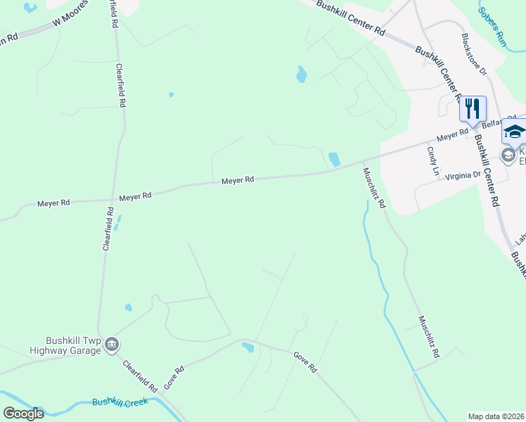 map of restaurants, bars, coffee shops, grocery stores, and more near 317 Meyer Road in Nazareth