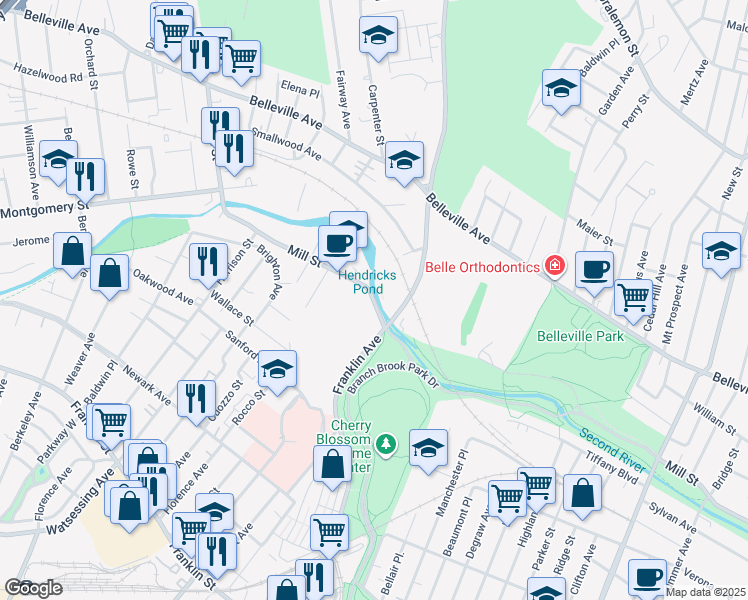 map of restaurants, bars, coffee shops, grocery stores, and more near in Belleville