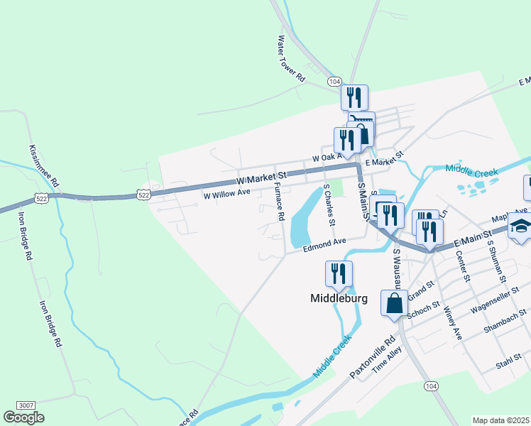 map of restaurants, bars, coffee shops, grocery stores, and more near 205 Westfield Terrace in Middleburg