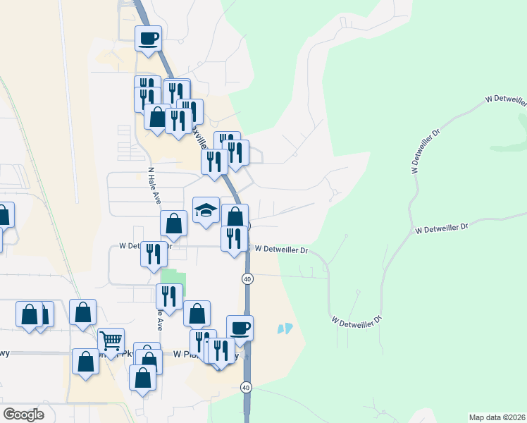 map of restaurants, bars, coffee shops, grocery stores, and more near 613 West Mount Hawley Terrace in Peoria