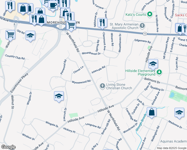 map of restaurants, bars, coffee shops, grocery stores, and more near 5 Cornerstone Way in Livingston