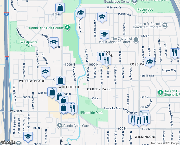 map of restaurants, bars, coffee shops, grocery stores, and more near 942 North Cornell Street in Salt Lake City