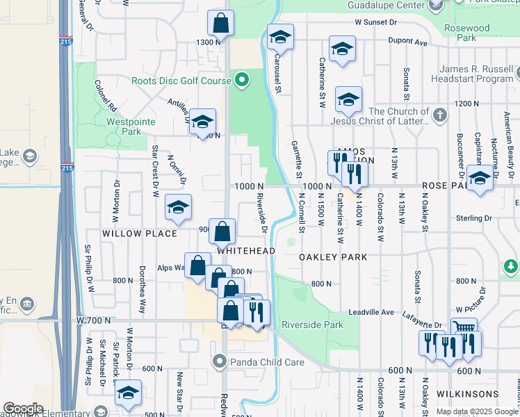 map of restaurants, bars, coffee shops, grocery stores, and more near 1614 West Siena Circle in Salt Lake City