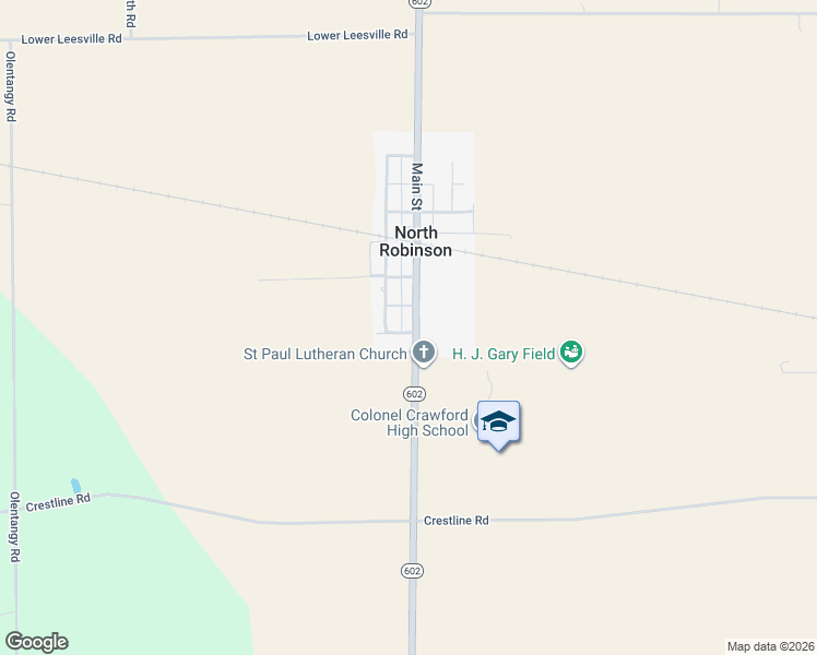 map of restaurants, bars, coffee shops, grocery stores, and more near 2362 Ohio 602 in North Robinson