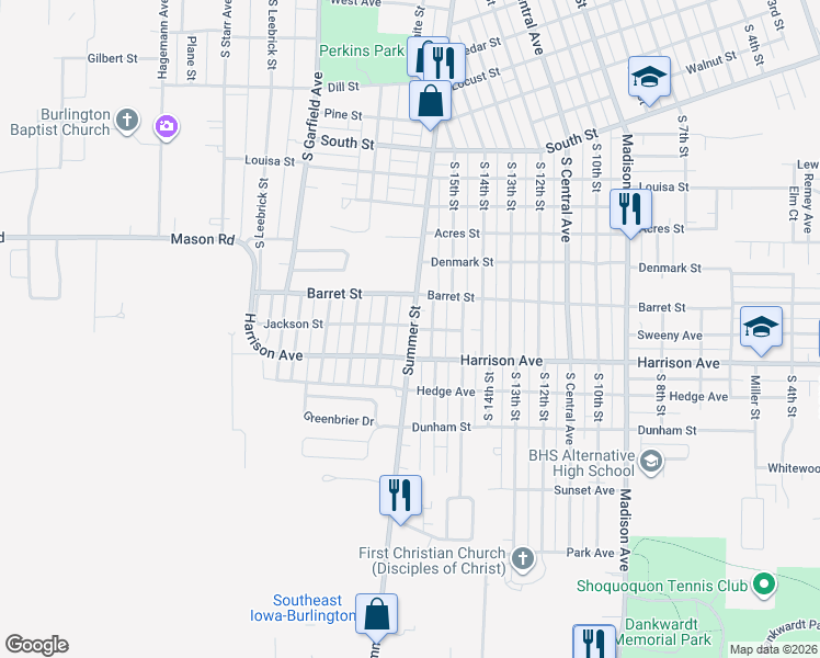 map of restaurants, bars, coffee shops, grocery stores, and more near 1821 Summer Street in Burlington