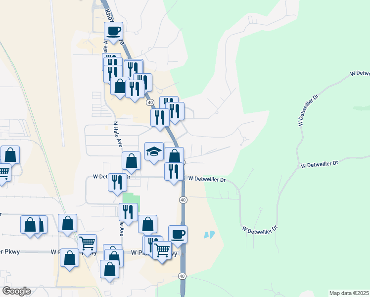 map of restaurants, bars, coffee shops, grocery stores, and more near 500 West Altorfer Lane in Peoria