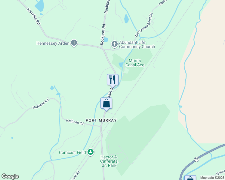 map of restaurants, bars, coffee shops, grocery stores, and more near 264 Main Street in Mansfield Township