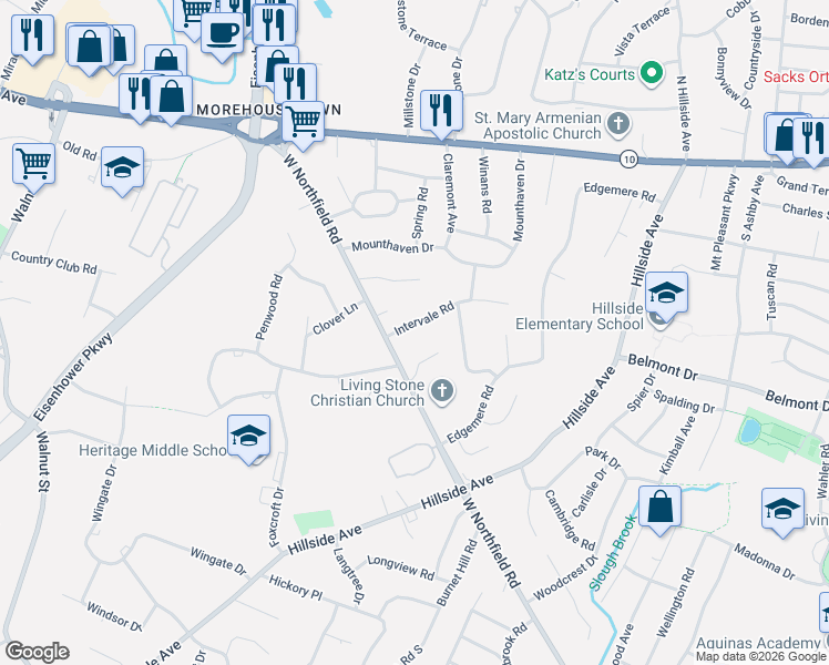 map of restaurants, bars, coffee shops, grocery stores, and more near 5 Cornerstone Way in Livingston