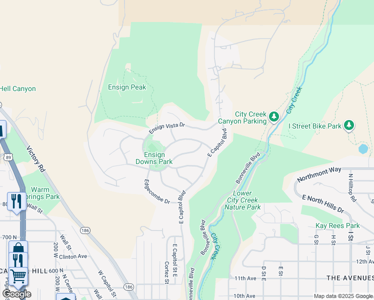 map of restaurants, bars, coffee shops, grocery stores, and more near 209 Dorchester Drive East in Salt Lake City