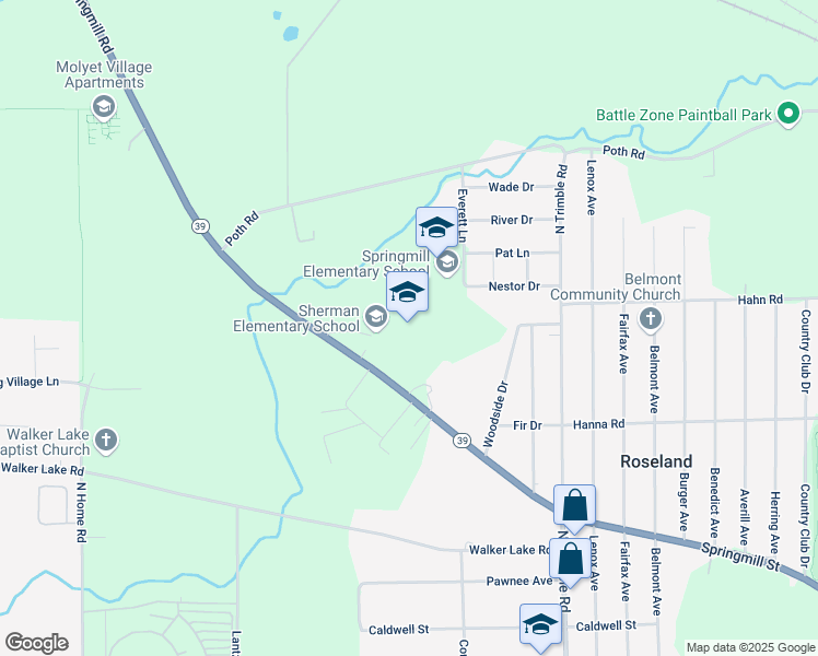 map of restaurants, bars, coffee shops, grocery stores, and more near 1138 Springmill Street in Mansfield