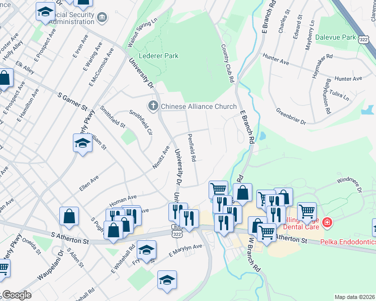 map of restaurants, bars, coffee shops, grocery stores, and more near 516 Nimitz Avenue in State College