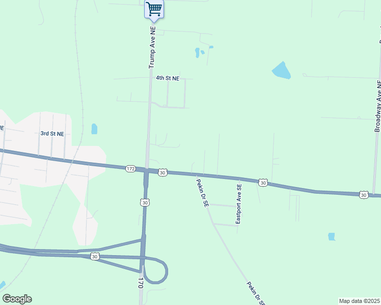 map of restaurants, bars, coffee shops, grocery stores, and more near 4251 Lincoln Street East in East Canton