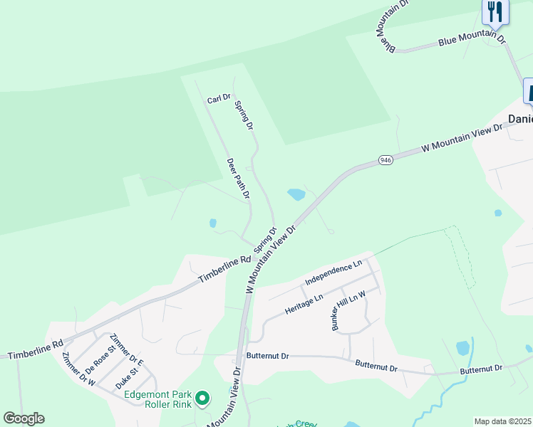 map of restaurants, bars, coffee shops, grocery stores, and more near 1323 Spring Drive in Walnutport