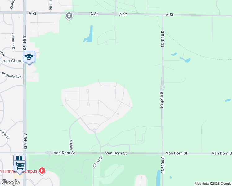 map of restaurants, bars, coffee shops, grocery stores, and more near 2021 South 98th Street in Lincoln