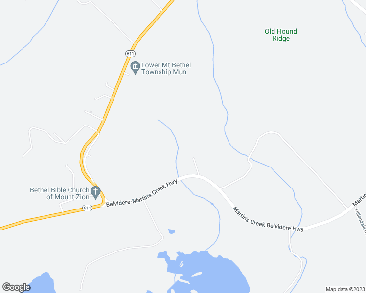 map of restaurants, bars, coffee shops, grocery stores, and more near 3554 Martins Creek Belvidere Highway in Bangor