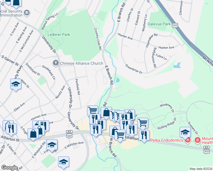 map of restaurants, bars, coffee shops, grocery stores, and more near 1230-1268 Sawgrass Cir in State College