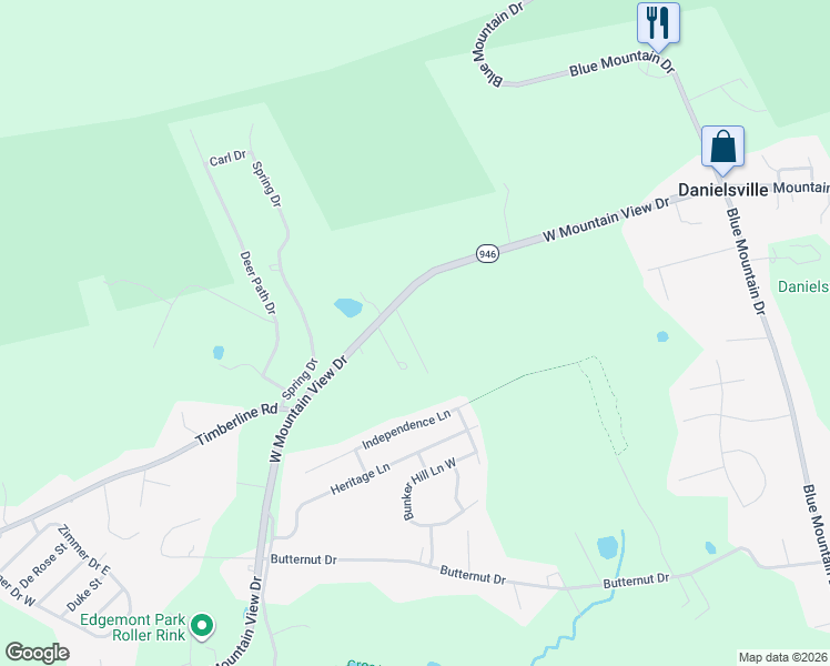 map of restaurants, bars, coffee shops, grocery stores, and more near 4153 West Mountain View Drive in Walnutport