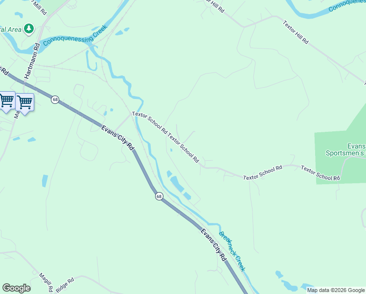 map of restaurants, bars, coffee shops, grocery stores, and more near 173 Textor School Road in Zelienople