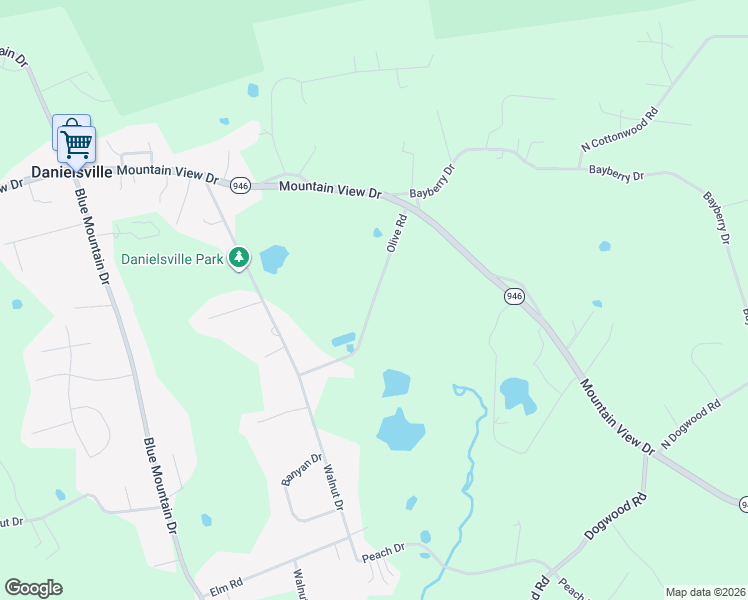 map of restaurants, bars, coffee shops, grocery stores, and more near 1275 Olive Road in Danielsville