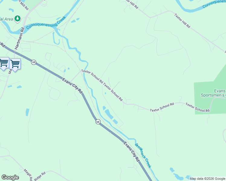 map of restaurants, bars, coffee shops, grocery stores, and more near 173 Textor School Road in Zelienople