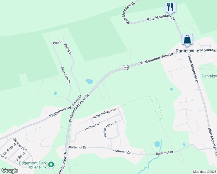 map of restaurants, bars, coffee shops, grocery stores, and more near 4153 West Mountain View Drive in Walnutport