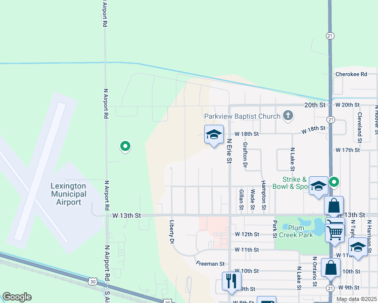 map of restaurants, bars, coffee shops, grocery stores, and more near 1700 Independence Avenue in Lexington