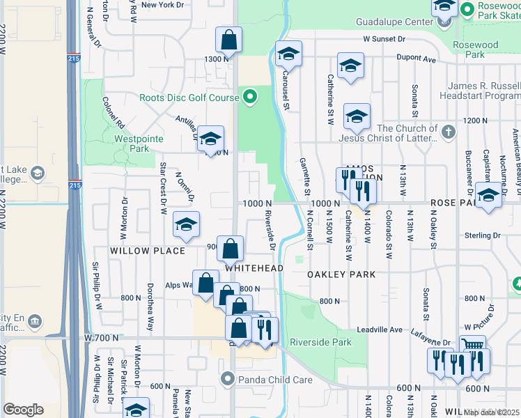 map of restaurants, bars, coffee shops, grocery stores, and more near 1633 1000 North in Salt Lake City
