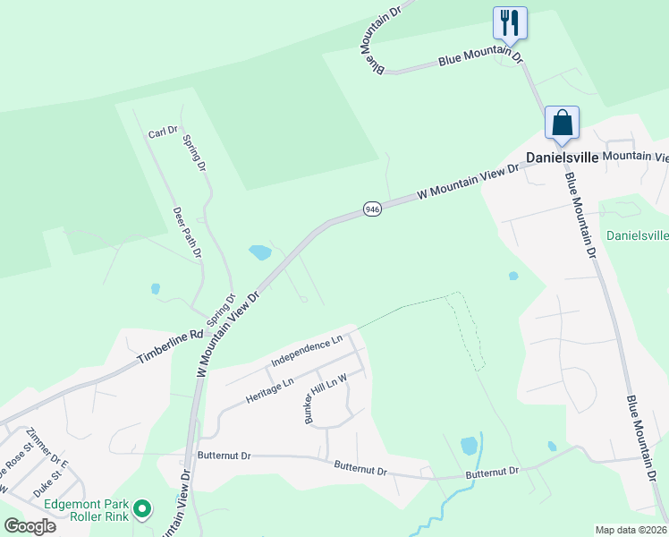 map of restaurants, bars, coffee shops, grocery stores, and more near 4153 West Mountain View Drive in Walnutport