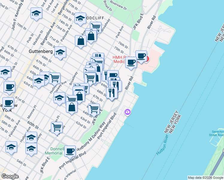 map of restaurants, bars, coffee shops, grocery stores, and more near 6905 County Road 693 in Guttenberg