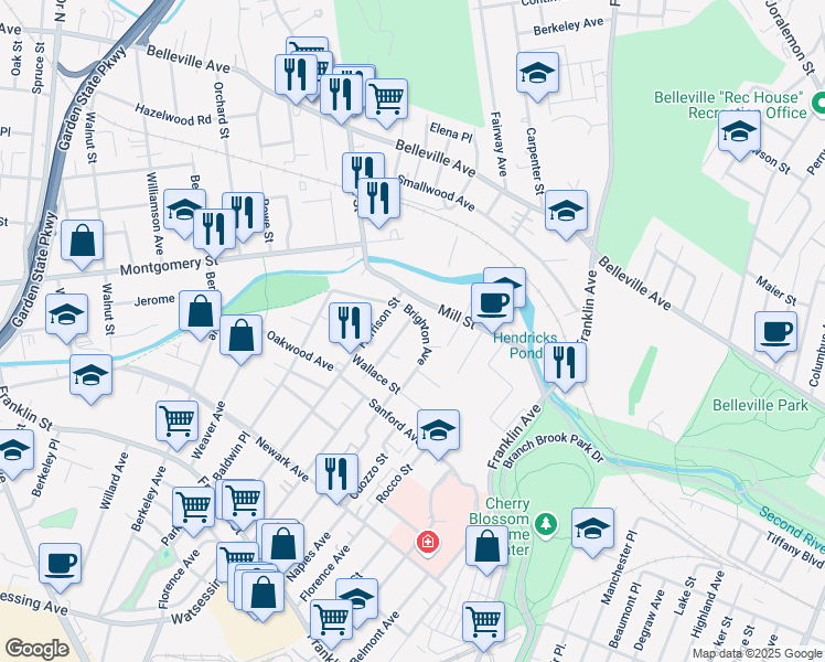 map of restaurants, bars, coffee shops, grocery stores, and more near 50 Bellevue Avenue in Belleville