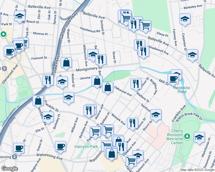 map of restaurants, bars, coffee shops, grocery stores, and more near 168 Weaver Avenue in Bloomfield