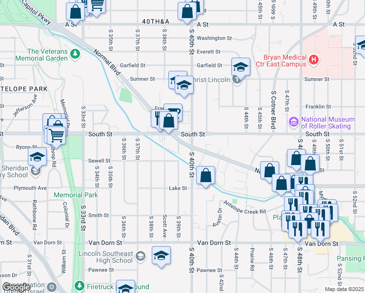 map of restaurants, bars, coffee shops, grocery stores, and more near 3901 Billy Wolff Trail in Lincoln