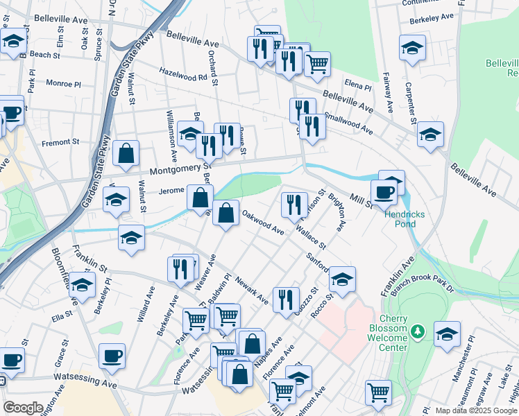 map of restaurants, bars, coffee shops, grocery stores, and more near 12 Wright Ct in Bloomfield