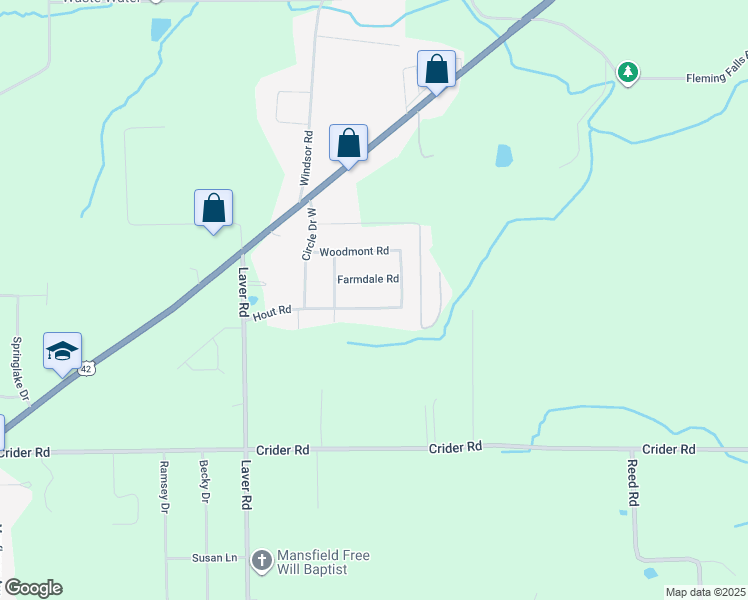 map of restaurants, bars, coffee shops, grocery stores, and more near 2005 Hout Rd in Mansfield