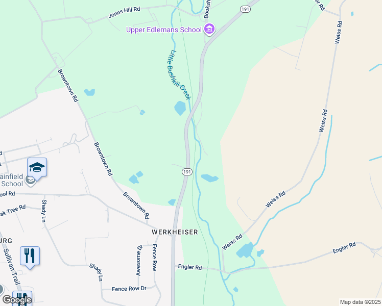 map of restaurants, bars, coffee shops, grocery stores, and more near 908 Bangor Road in Nazareth